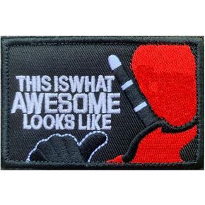 Antrix This Is What Awesome Looks Like Hook and Loop Fastener Emblem Patch - Embroidered Military Badge Banner - 3.15"x2"