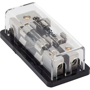 installgear 4/8 AWG Gauge Agu Fuse Holder Clock (60a) 4 Gauge in (2) 8 Gauge Out | فتيل كتلة ل 4 سلك المقياس/8 سلك مقياس - 60 أمبير كتلة الصمامات للسيارات ، RV ، دراجة نارية ، والقارب