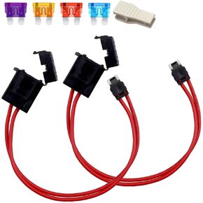 2pcs 12-24V 16 AWG Specialized Car Fuse Holder Connector Low Profile Mini Blade Type Fuse Holder for Fusebox Panels with 4pcs Blade Fuse(3/5/10/15Amp)