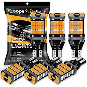 Qoope Super Bright 921 912 LED LED Non-Polarity Amber Yellow 4014 45SMD Canbus Error Free T15 LED لمصابيح مميزة لضوء الإشارة إلى الإشارة ، (حزمة 6)