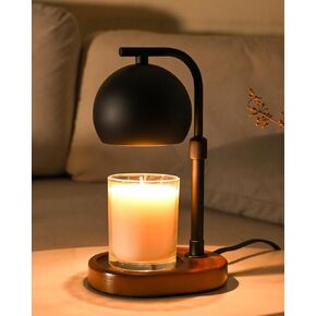 Candle Warmer Lamp - Candle Warmer with Timer Dimmable Compatible with Jar Candles, Metal Top Candle Warmer with 2 Bulbs for Candle Warmer Lamps Black Round Black