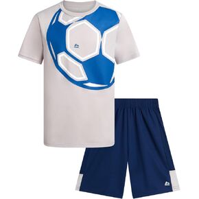 RBX Boys' Athletic Shorts Set - 2 Piece Performance Stretch Graphic T-Shirt and Active Gym Shorts Set for Boys (Sizes: 8-12)