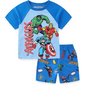 Marvel Avengers Boys Short Sleeve T-Shirt and French Terry Shorts Set for Toddler and Big Kids
