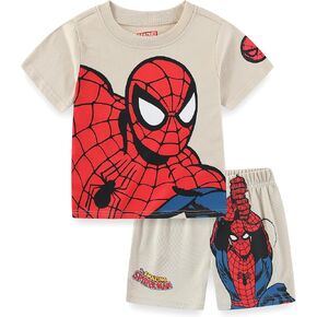 Marvel Spider-Man Boys Short Sleeve T-Shirt and Active Mesh Shorts Set for Toddler and Big Kids