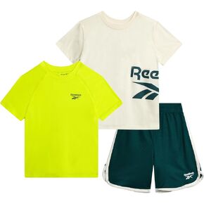 Reebok Toddler Boys Short Set - 3 Piece Summer Outfit with 2 T-Shirts & Shorts - Activewear Clothes for Toddler & Little Boys in Kuwait