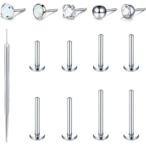 Xpircn Labret Stud Threadless Push in Lip Rings Tragus Earrings Stainless Steel Helix Conch Cartilage Earrings Monroe Piercing Jewelry for Women Men