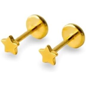 Flat Back Earrings | Hypoallergenic Stud Earrings for Women | Flatback, No-Poke Design | Implant-Grade Titanium Made | Lobe & Cartilage Earrings for Women | Gold & Silver in Saudi Arabia