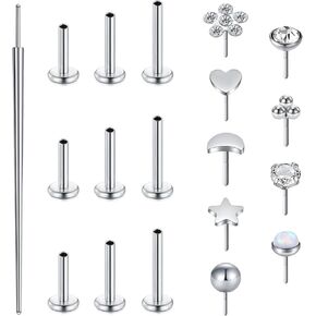 TOKRING Threadless Medusa Piercing Jewelry Stainless Steel Labret Lip Rings 16 Gauge Cartilage Earrings for Conch/Helix/Tragus/Monroe 6mm 8mm 10mm