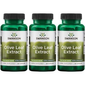 كبسولات مستخلص أوراق الزيتون Swanson مع 20 ٪ Oleuropein - (60 كبسولة ، 750 ملغ لكل) (3 عبوة)