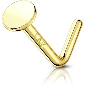 Cocharm 14k Gold Nose Stud 20g 22g ، 14K عشيق أنف الذهب الأصفر ، شكل 6 م كيلو لتر من المجوهر