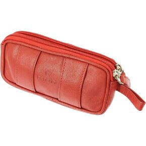 Soft Black Red Pink Purple Goat Leather Double Spectacle Glasses Case with Belt Loops - Key Ring Loop