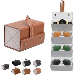 4 Slots Sunglasses Travel Case,Portable Multiple Glasses Case,Foldable Eyeglasses Case,Suitable for men, women and girls who carry multiple pairs of glasses