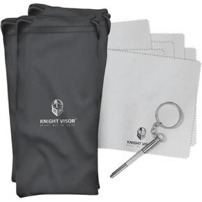 BLUPOND 3 Pcs Sunglasses Pouch Microfiber Cloth Glasses with 6 Glasses Cleaning Cloth, Knight Visor