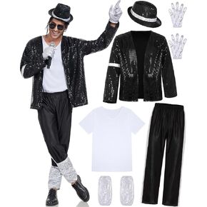 Mens Dance Star Costumes Adult 80s 90s Hip Hop Pop King Halloween Party Costumes for Men