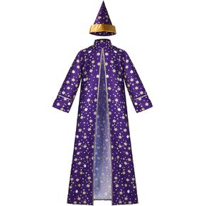 Adults Wizard Costume Wizard Cloak Stars Magician Cape and Hat Witch Cloak