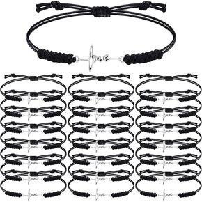 Rtteri 20 Pcs Faith Bracelets Inspirational Birthday Jewelry Gifts Bulk Stainless Steel Charm Adjustable Faith Bracelet Religious Gifts for Women Christian Jewelry Gifts (Love)
