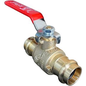 EZ-Fluid Plumbing 1/2 "اضغط × صمام كرة ضغط شديد التحمل LF نحاسي كامل منفذ إيقاف الماء صمام كروي، اتصال ProPress Press المناسب للأنابيب النحاسية، ربع دورة، مقبض أحمر (قطعة واحدة) in Kuwait