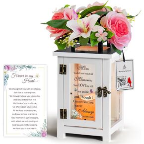 Memorial Lantern Sympathy Gift Bereavement Gift Idea with Sympathy Lily Flowers for Loss of Loved One Memorial Gift for Loss of Mother Father Brother Sister Husband