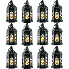 Candle Lanterns Black Lanterns Decorative Indoor Outdoor Mini Small LED Vintage Rustic Gold Hanging Farmhouse Fireplace Lantern Decor Christmas Lantern Centerpieces for Tables Decorations