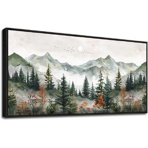 ZUITINGHUA Black Framed Canvas Wall Art For Living Room Wall Decor For Bedroom Office Wall Decorations Forest Mountain Landscape Painting Modern Pictures Artwork Room Aesthetic Home Decor 20x40 In