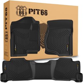 PIT66 Floor Mats Compatible with 2023 2024 2025 Honda CRV (Include Hybrid) Floor Liners (Heavy Duty) TPE All Weather 1st & 2nd & 3rd Row Premium,Black