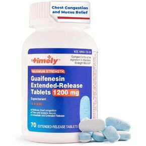 TIME-CAP LABS, INC. في الوقت المناسب Guaifenesin 1200 mg ممتد المفعول لتخفيف المخاط 70 قرصًا أقصى قوة لاحتقان الصدر وتخفيف المخاط - يستمر حتى 12 ساعة