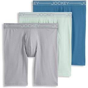 Jockey Men's Underwear Organic Cotton Stretch 9.5" Long Leg Boxer Brief - 3 Pack
