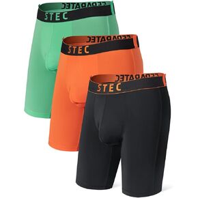 Separatec Men's Athletic Cool Mesh Fast Dry Long Leg Boxer Briefs Dual Pouch Underwear 2 Pack