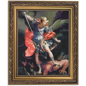 Gerffert Christian Wall Décor Ornate Gold Framed Artwork, 11 x 13-Inch, St. Michael