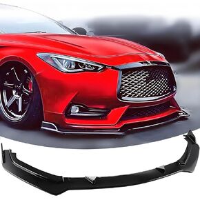 مفسد الشفاه الأمامي الشفاه ملائمة لـ Infiniti Q60 Red Sport/Luxe/Pure/2017-2022 ملحقات Gloss Black
