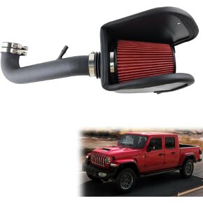 طقم كمية الهواء البارد ， طقم أنابيب كمية الهواء البارد مع مرشح مسبق متوافق مع 2018-24 JEEP JL/JT 3.6L V6-10479PF