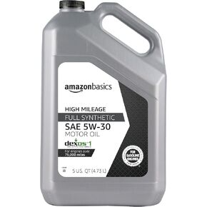 Amazon Basics High Mileage Motor Oil - Full Synthetic - 5W-30 - 5 Quart, 160 fl oz (Pack of 1)