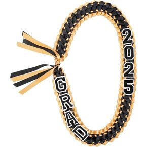 HELILTD 9PCS شريط التخرج يدويًا Leis Grad Class Of 2024 Double Loved Necklace Graduation Leis 2024 Black and Gold for Women and Men in Kuwait