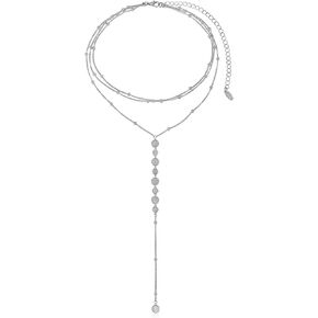 Ettika Lariat Necklace for Women. Gold Drop Necklace, Necklaces for Women. 18K Gold or Rhodium Plated Chain. Trendy Jewelry