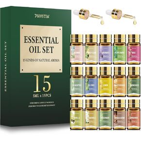 Essential Oils by FUHITIM,15 Pcs Essential Oil Set - for Diffuser, Massage, Fragrance Oil Scent for DIY Candle and Soap Making (15 * 5ML)