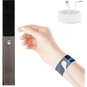 Grounding Strap, 53% Pure Silver Fiber Grounding Wristband Grounding Therapy Wrist Strap Elastic Earth Connected Bracelet with 16.4ft Grounding Cord
