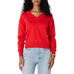 Amazon Essentials Women's Relaxed-Fit Lightweight V-Neck Cropped Sweater