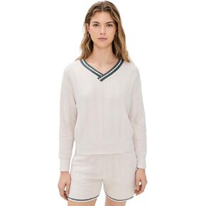 Barefoot Dreams Women's V Neck Pointelle Pullover