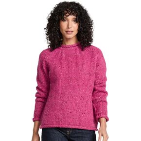 Brackloon Womens Fisherman Roll Neck سترة ، 100 ٪ Donegal Tweed الصوف الأيرلندي النقي