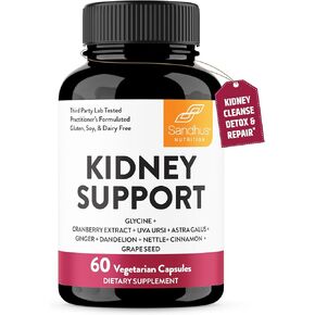Sandhu's Kidney Cleanse Detox & Repair Support Supplement for Men and Women | with Cranberry Extract | Helps Support Kidney & Urinary Tract Health | 60 Vegetarian Capsules