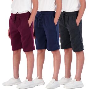 Real Essentials 3 Pack: Boys Tech Fleece Athletic Shorts with Drawstring & Pockets