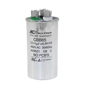 50+5 فائق التوهج 50/5 MFD ±5% 370V/450VAC CBB65، مكثف تشغيل مزدوج، مكثفات لتشغيل محرك مروحة وحدة تكييف الهواء، مضخة حرارية أو مكثف مستقيم بارد 50+5 MFD 50/5 فائق التوهج، ضمان مدى الحياة