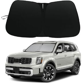 Windshield Sun Shade Compatible with Kia Telluride 2020 2021 2022 2023 2024 2025 Accessories, 240T Foldable Window Sunshade Sun Visor Protector, Blocks UV Rays Keep Your Car Cooler