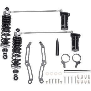 Suspension shocks, Remote reservoir shocks with Black Reservoir Compatible with Harley Touring CVO Road Glide Street Glide Road King Special Electra Glide 2014-2023 (Black Shock Absorbers)