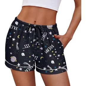 Ekouaer Womens Pajama Shorts Casual Summer Sleep Shorts Cute Printed Lounge Pj Bottoms with Drawstring & Pockets