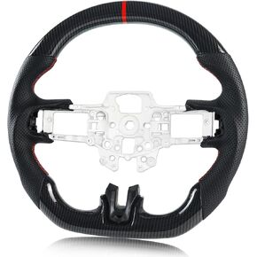 Steering Wheel for Mustang Black Hydro-Dip Carbon Fiber D-shaped Flat-bottom Preforated Leather Grip Steering Wheel For Mustang EcoBoost/GT/Shelby GT350/GT350R 2015-2017