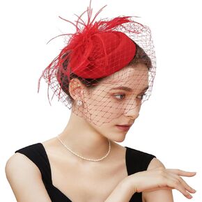 قبعة fascinator الحجاب ريشة شاي شاي حفلة الزفاف الزفاف الحجاب القبعة القبعة بوكس ​​ديربي القبعات للنساء