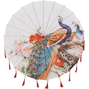 THY COLLECTIBLES Classic Chinese Art Asian Style 22" Kids' Size Silk Parasol Umbrella with Tassels for Wedding Parties, Photography, Costumes, Cosplay, Decoration And Other Events