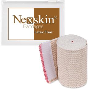 Premium Elastic Bandage Wrap (3" x1) - Nexskin Latex Free Compression Bandages Hook & Loop Fasteners at Both Ends - Lifetime Washable & Reusable Bandages