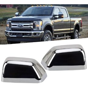 Chrome Exterior Door Top Half Tow Mirror Cap Cover for Ford Super Duty 2017-2025 F250 F350 2017-2022 F450 F550 Snap-on Towing Accessories (Chrome)